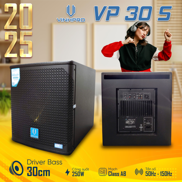 Loa trầm, Loa Sub Điện chính hãng Vinhpro VP30s dải tần rộng, chất âm hay - Bảo hành 12 tháng