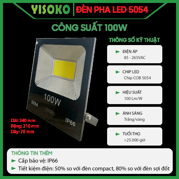 Đèn Pha Led Yisoko 5054 50w/ 100w/ 150w/ 200w