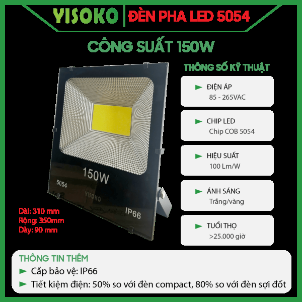 Đèn Pha Led Yisoko 5054 50w/ 100w/ 150w/ 200w