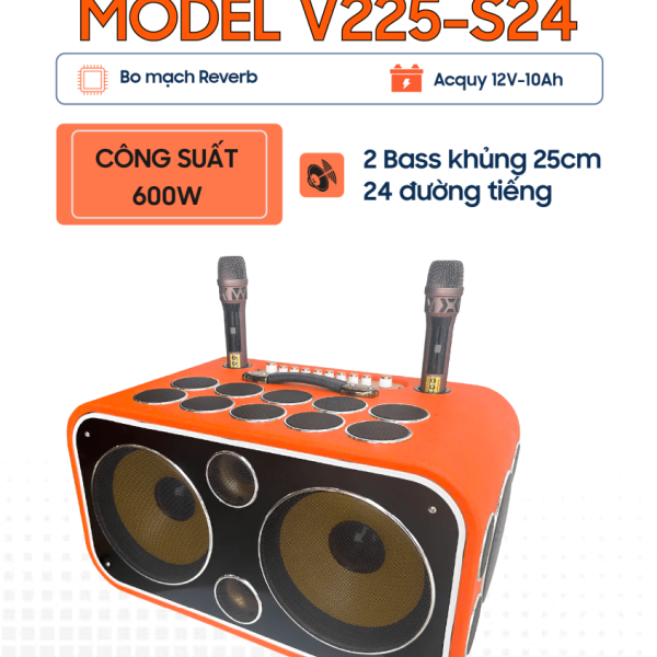 Loa Xách Tay VinhPro V225-S24, Công suất lên đến 600W [BH 12 tháng]