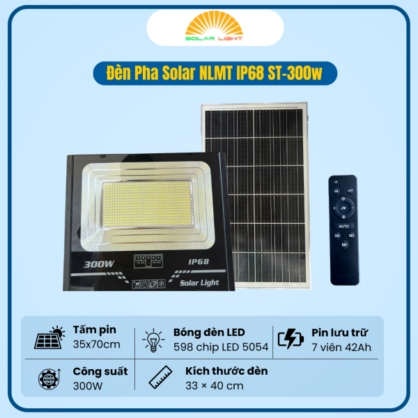 ĐÈN PHA SOLAR LIGHT NLMT IP68 ST-300W (BÁO PIN)