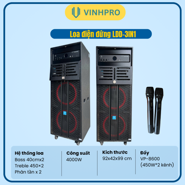 LOA ĐIỆN ĐỨNG VINHPRO LDD-3IN1