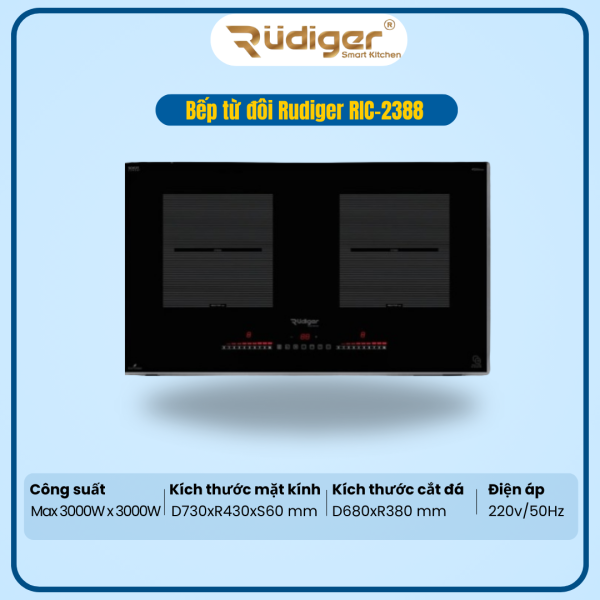 BẾP TỪ ĐÔI RUDIGER RIC-2388