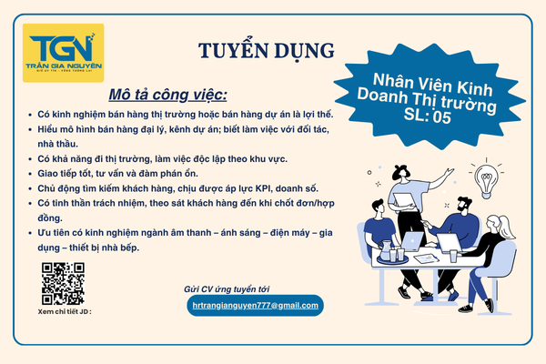 TRẦN GIA NGUYÊN TUYỂN DỤNG KINH DOANH THỊ TRƯỜNG TRONG QUÝ I/2026